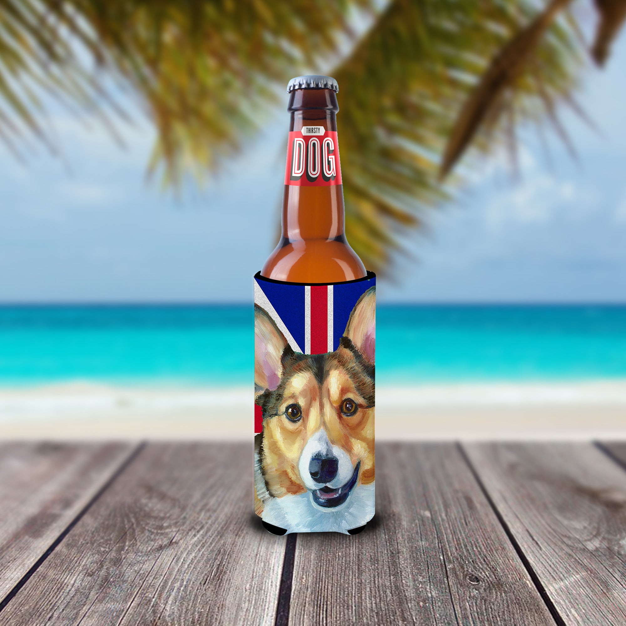 Corgi with English Union Jack British Flag Ultra Beverage Insulators for slim cans LH9602MUK