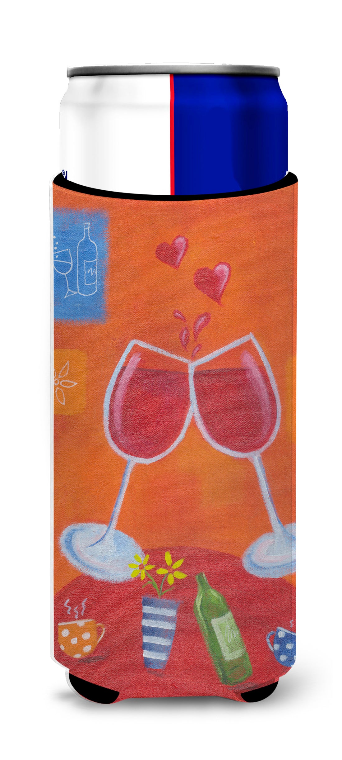 Wine Toast Cheers by Sarah Latham Ultra Beverage Insulators for slim cans LSL0171MUK