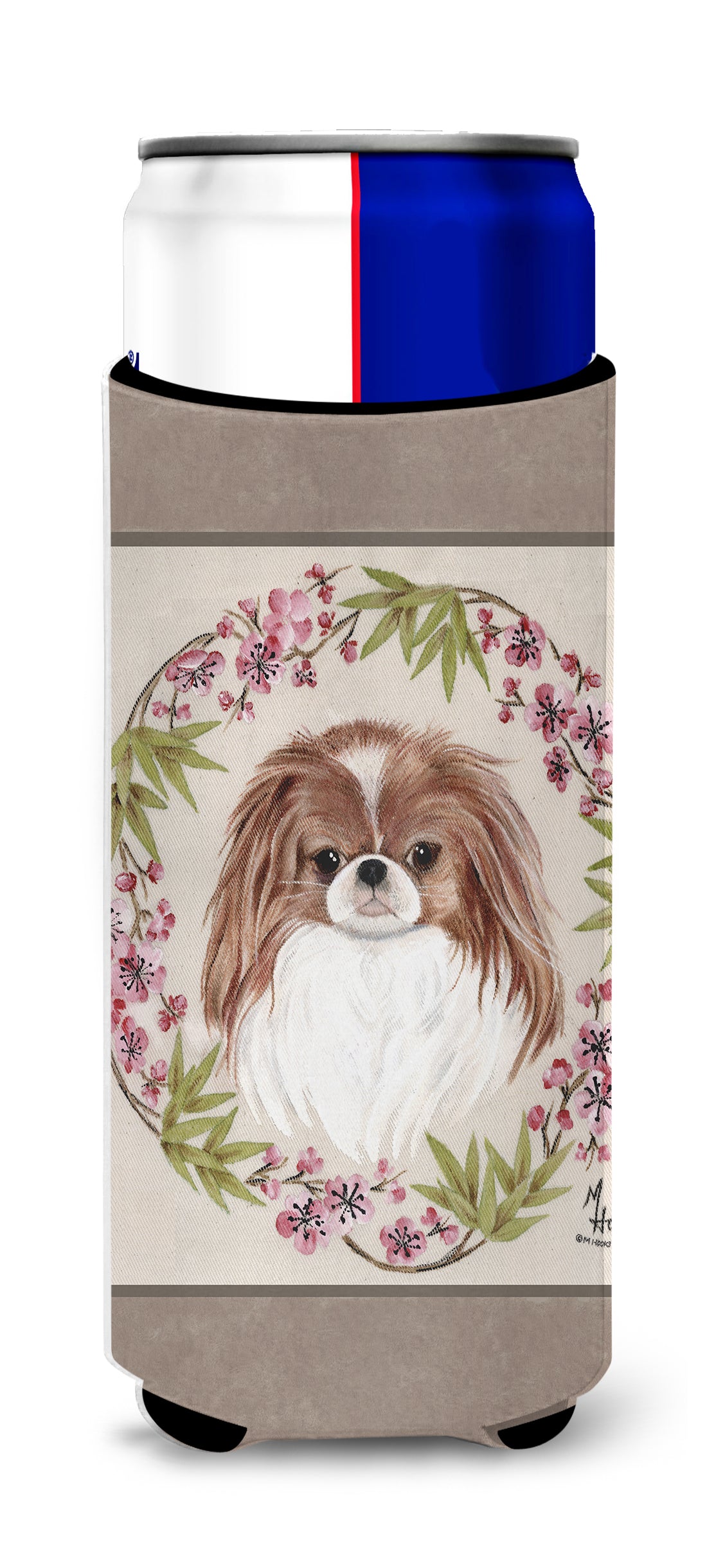 Japanese Chin Wreath of Flowers Ultra Beverage Insulators for slim cans MH1009MUK  the-store.com.