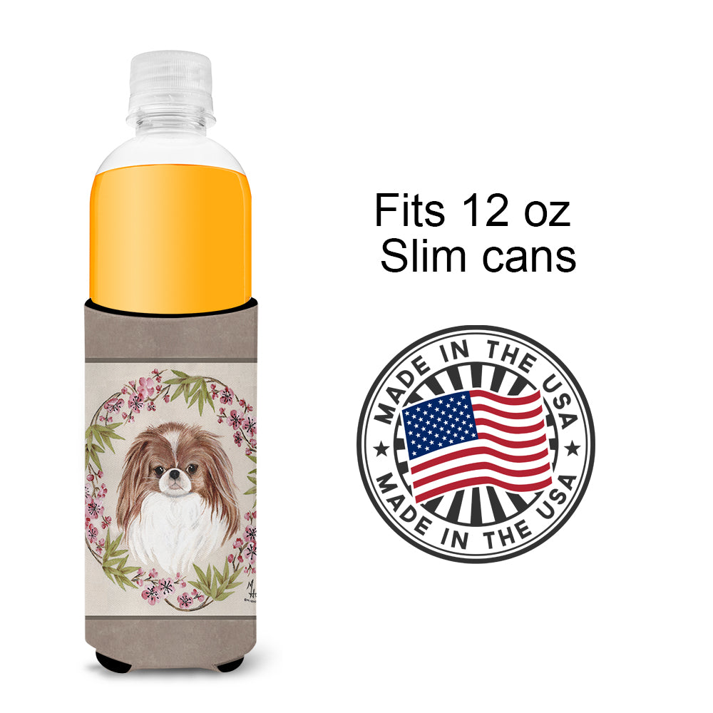 Japanese Chin Wreath of Flowers Ultra Beverage Insulators for slim cans MH1009MUK  the-store.com.