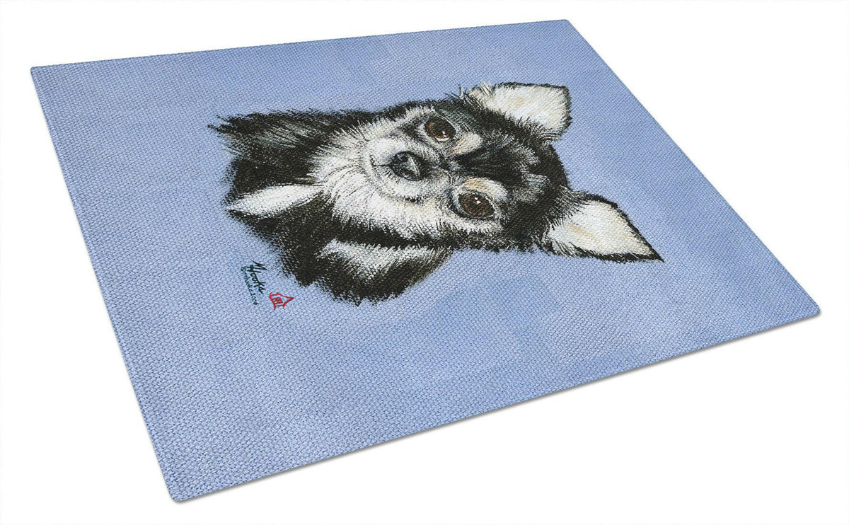 Chihuahua in blue Glass Cutting Board Large MH1016LCB by Caroline&#39;s Treasures
