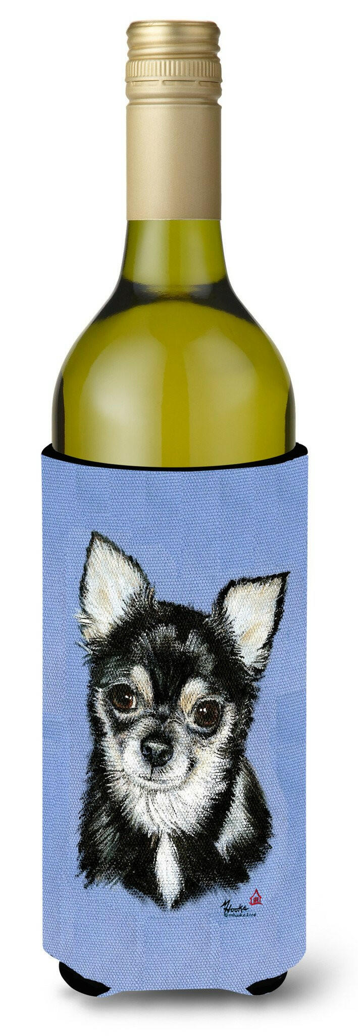 Chihuahua in blue Wine Bottle Beverage Insulator Hugger MH1016LITERK by Caroline's Treasures