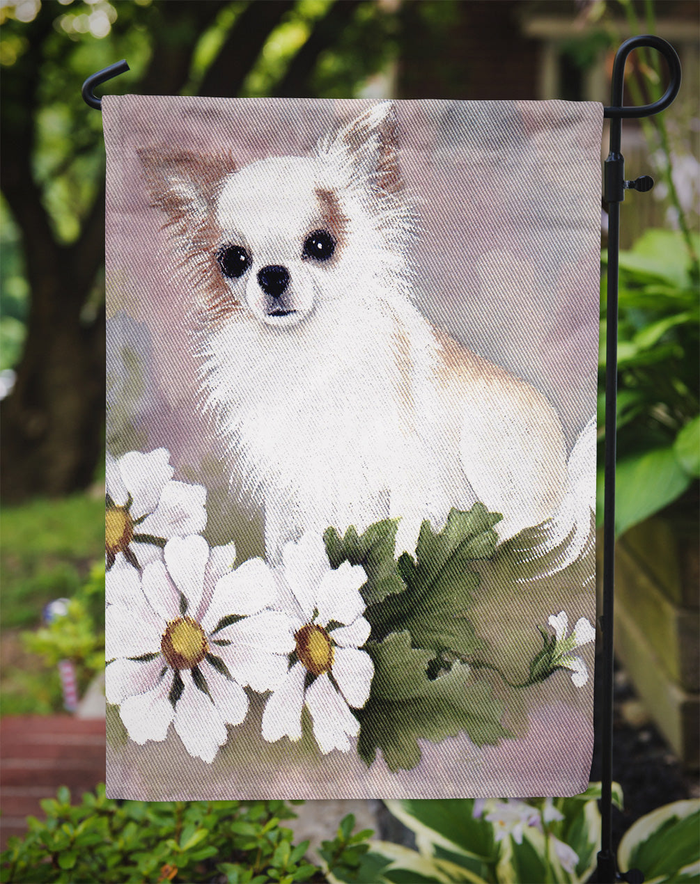 Chihuahua White Flowers Flag Garden Size MH1019GF