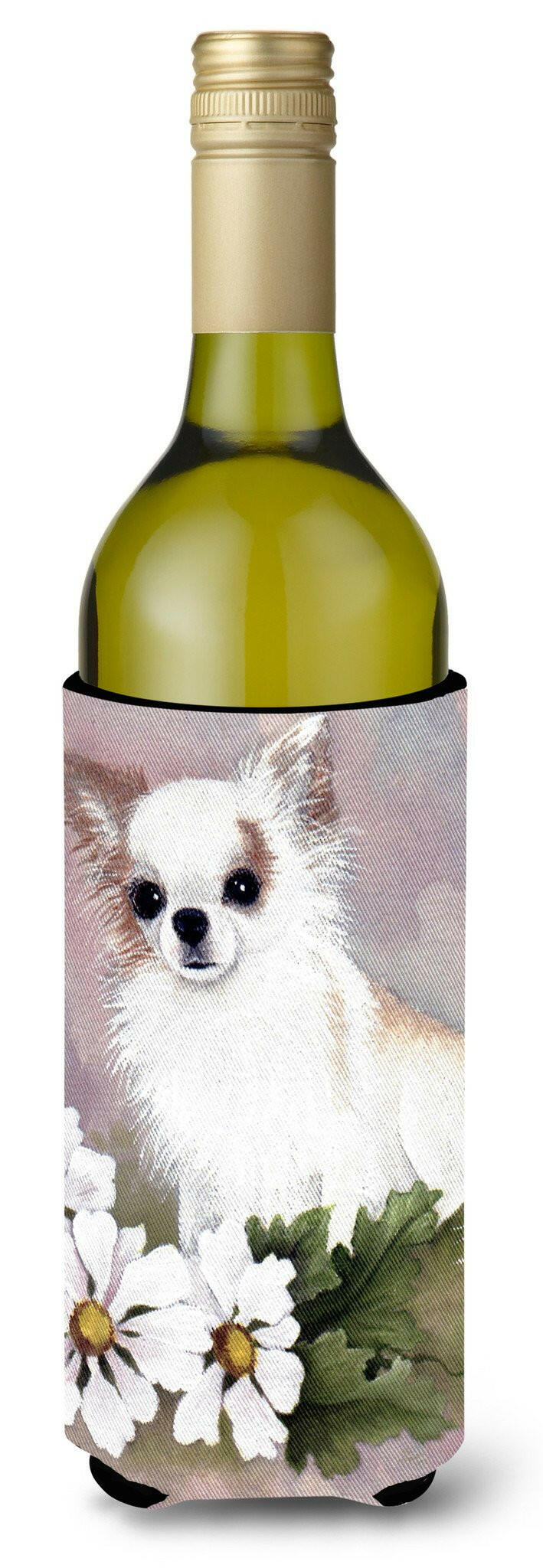 Chihuahua White Flowers Wine Bottle Beverage Insulator Hugger MH1019LITERK by Caroline's Treasures