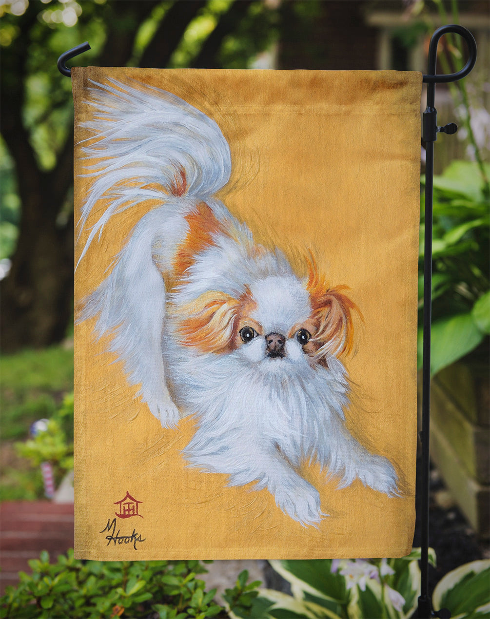 Japanese Chin Red White Play Flag Garden Size MH1033GF