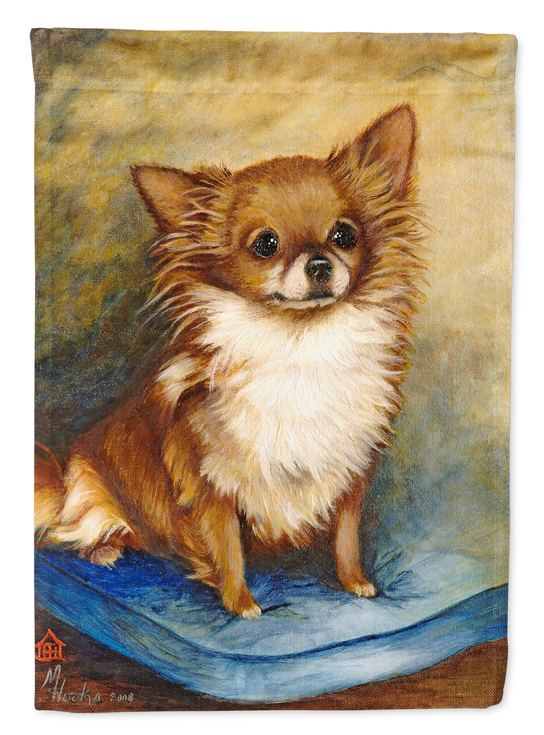 Chihuahua Long Hair Brown Flag Canvas House Size MH1036CHF  the-store.com.