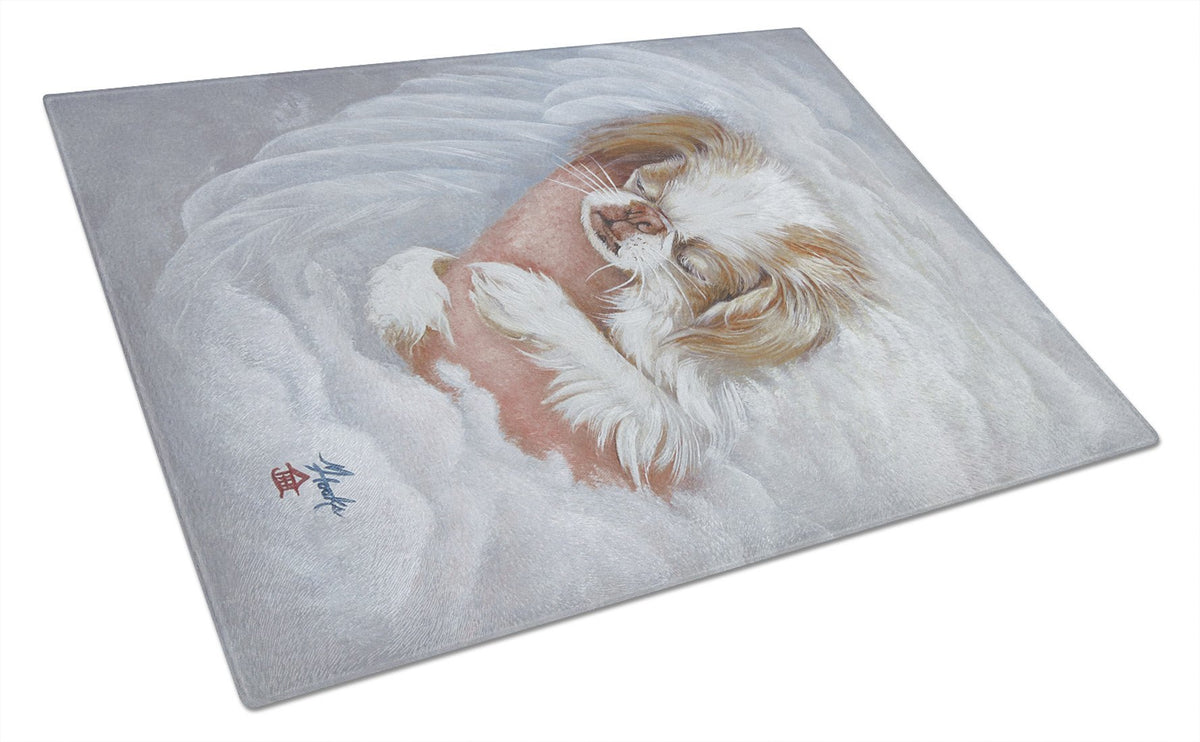 Japanese Chin in an Angels Arms Glass Cutting Board Large MH1037LCB by Caroline&#39;s Treasures
