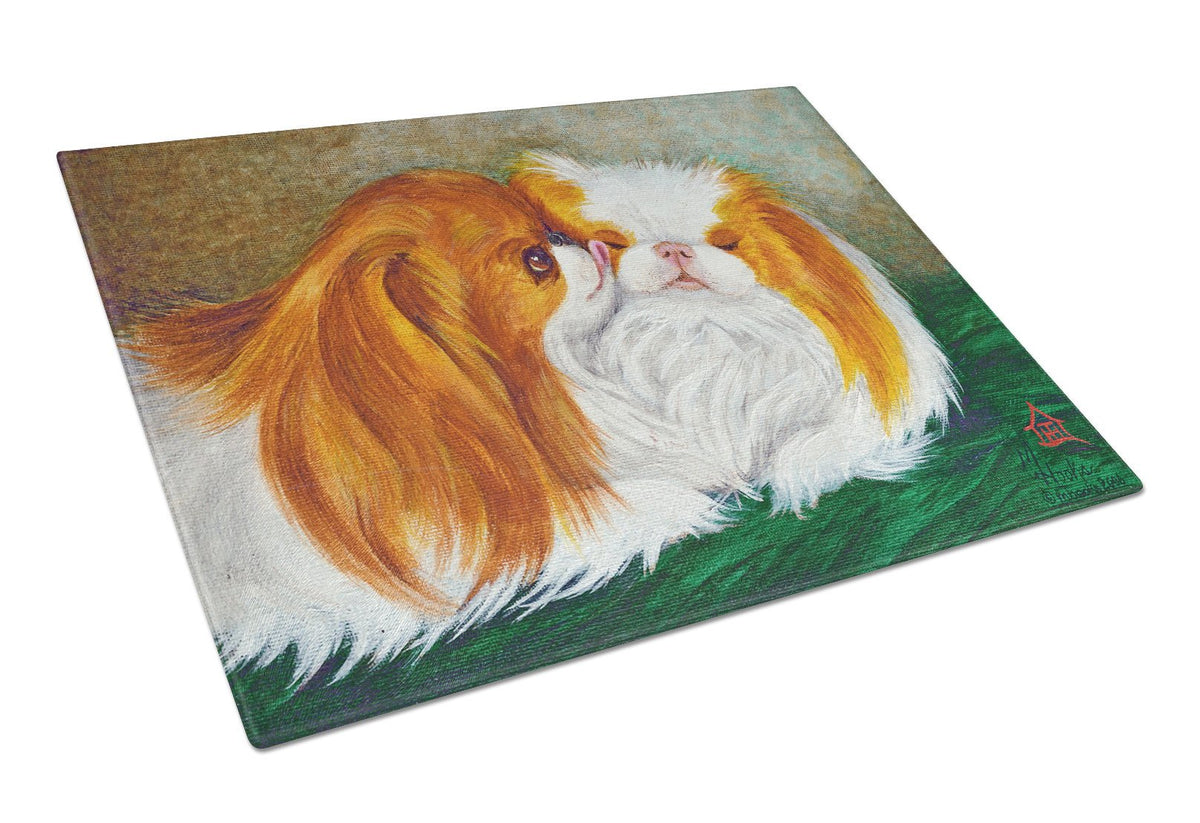 Japanese Chin Best Friends Glass Cutting Board Large MH1045LCB by Caroline&#39;s Treasures