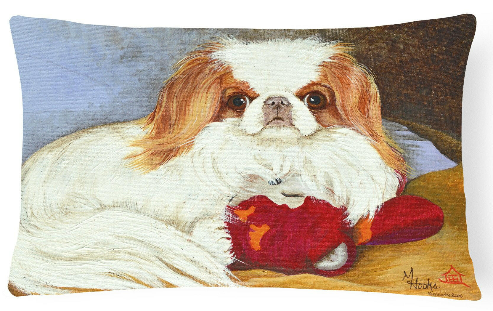 Japanese Chin Pink Gorilla Fabric Decorative Pillow MH1049PW1216 by Caroline's Treasures