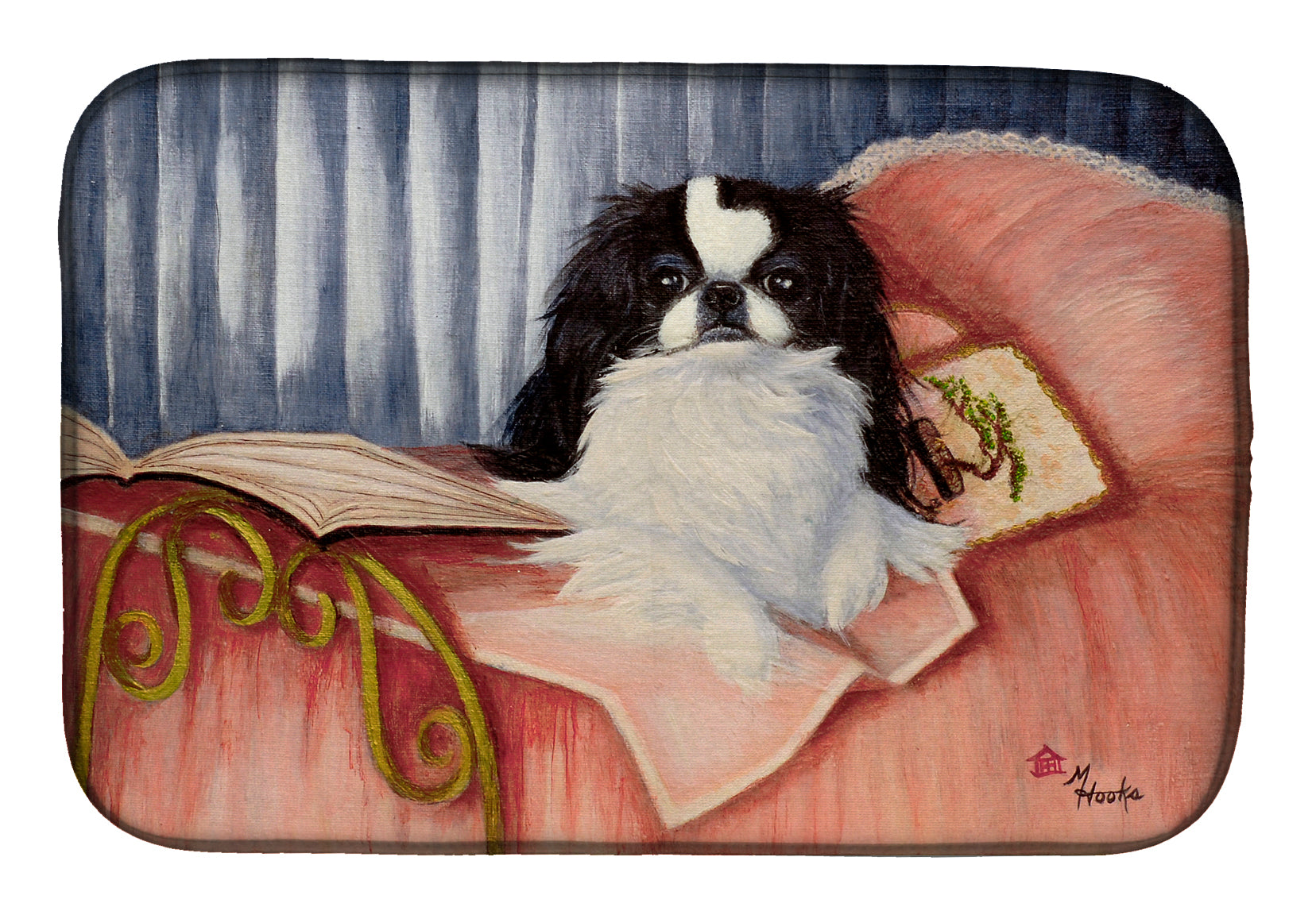 Japanese Chin Reading in Bed Dish Drying Mat MH1058DDM  the-store.com.