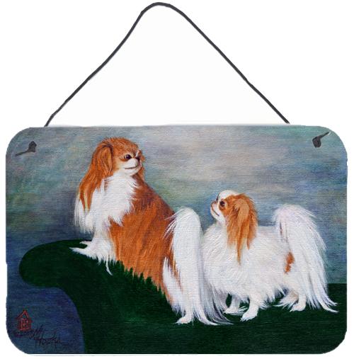 Japanese Chin Standing on my tail Wall or Door Hanging Prints by Caroline&#39;s Treasures