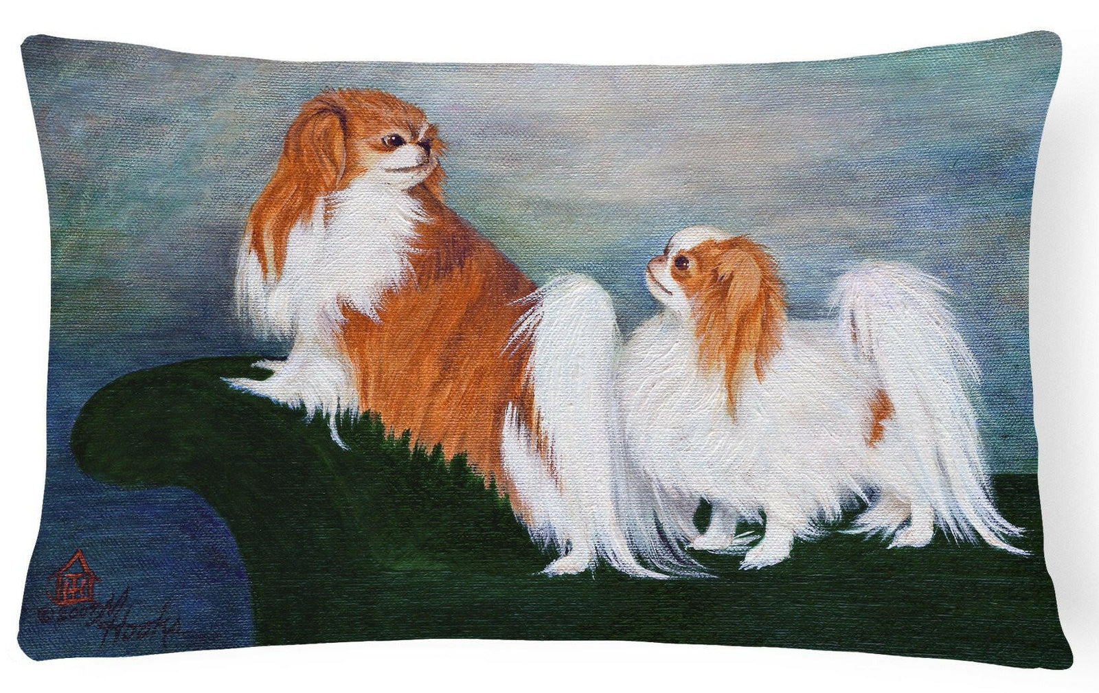 Japanese Chin Standing on my tail Fabric Decorative Pillow MH1059PW1216 by Caroline's Treasures