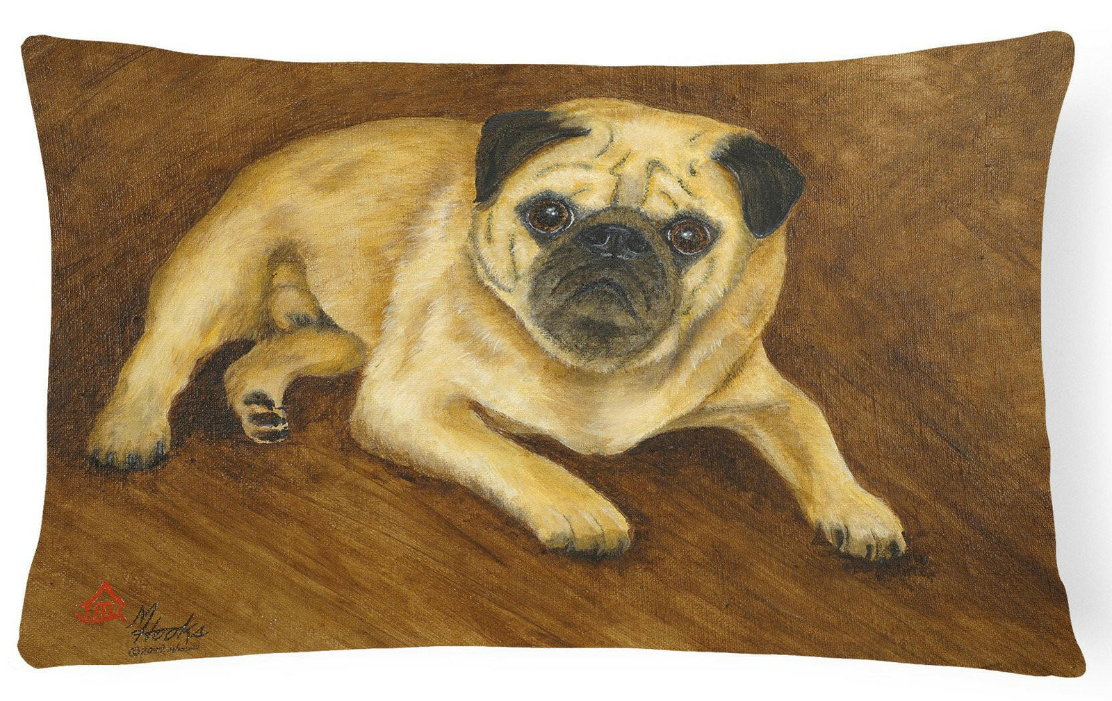 Fawn Pug Roscoe Fabric Decorative Pillow MH1062PW1216 by Caroline's Treasures