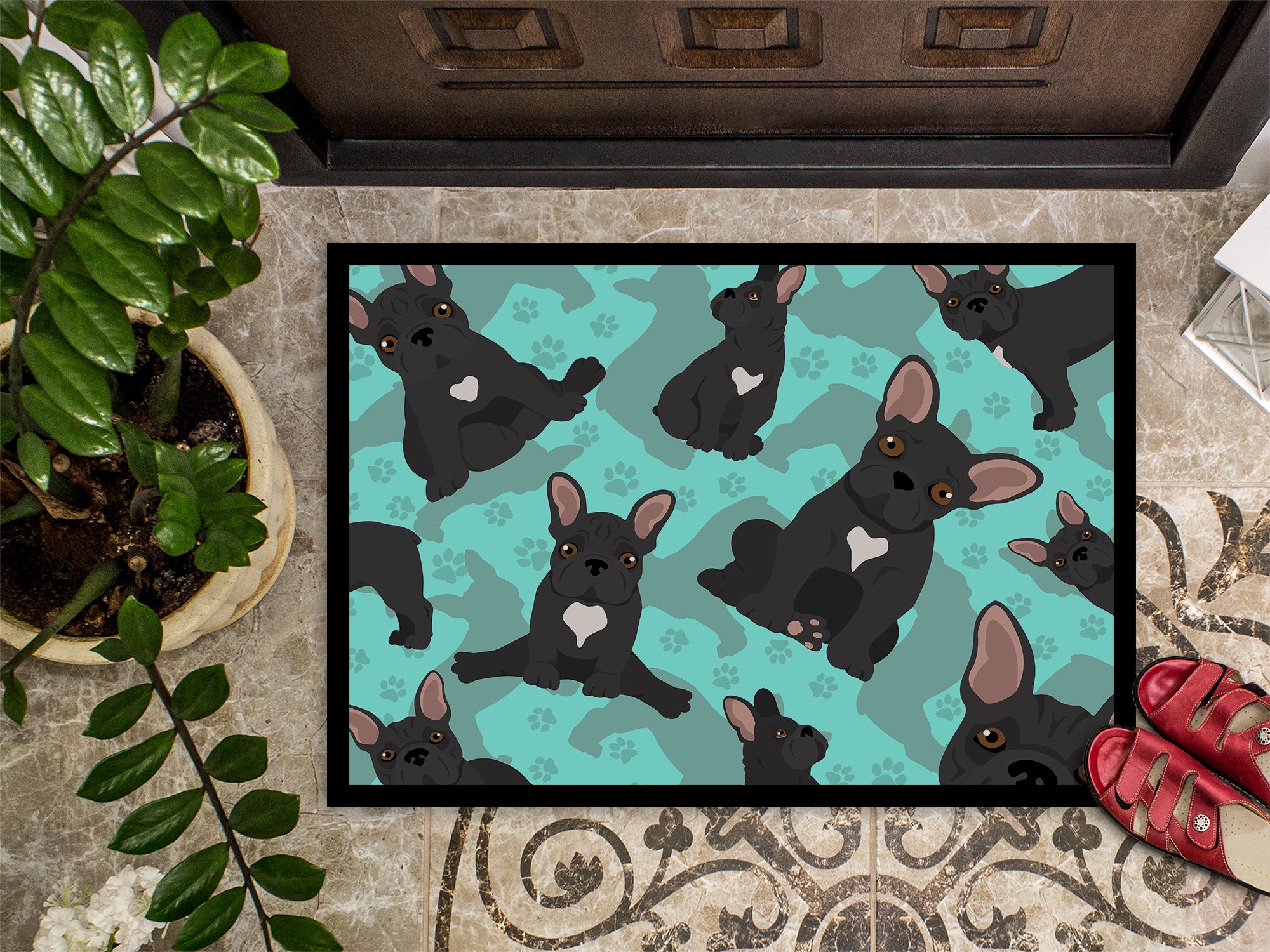 Black French Bulldog Indoor or Outdoor Mat 24x36 - the-store.com