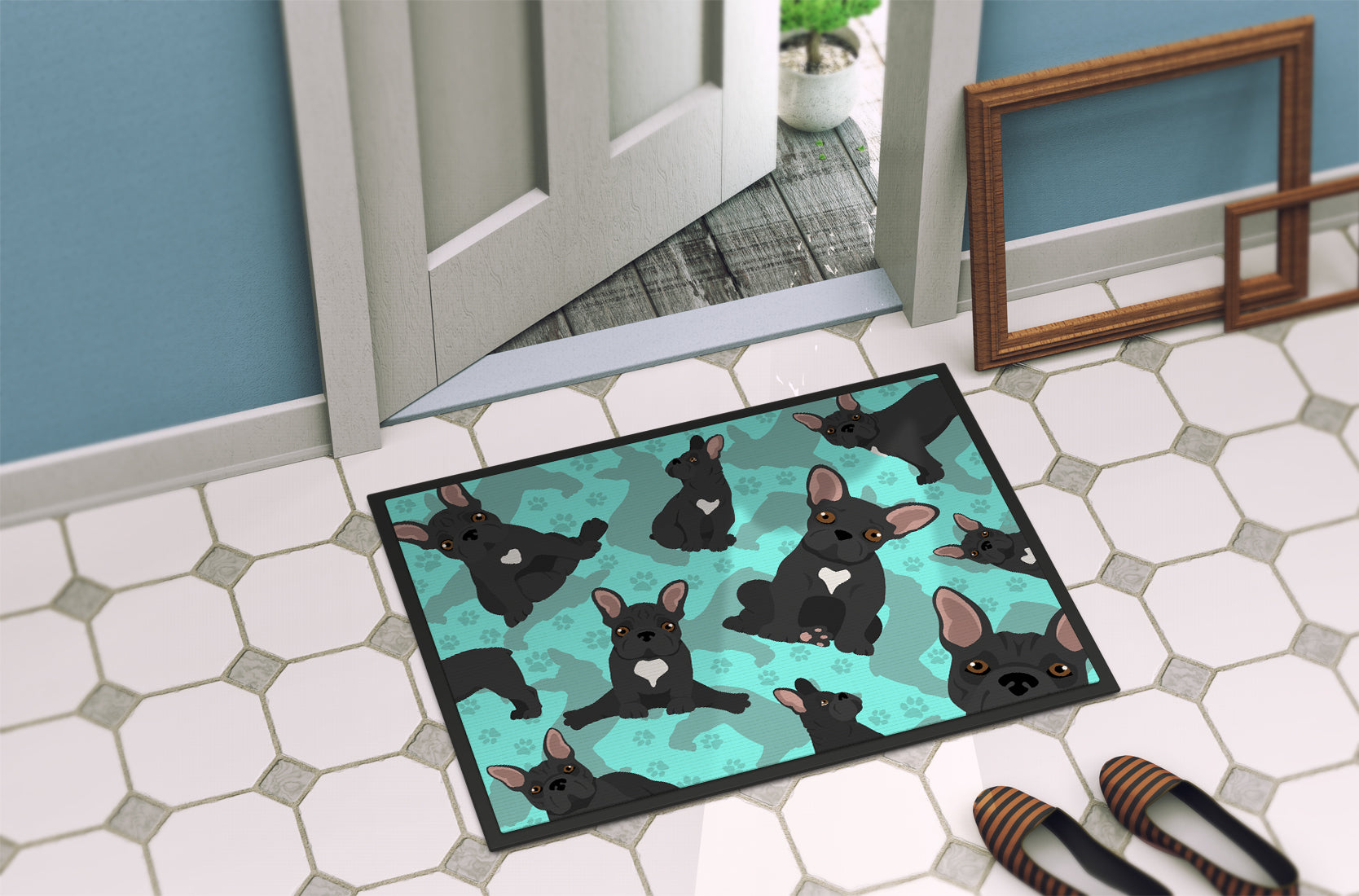 Black French Bulldog Indoor or Outdoor Mat 24x36 - the-store.com