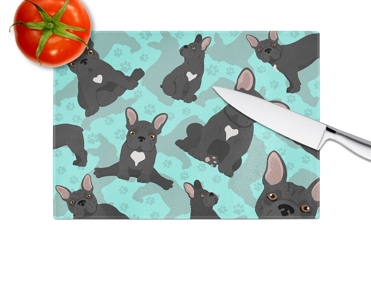 Black French Bulldog Glass Cutting Board Large - the-store.com