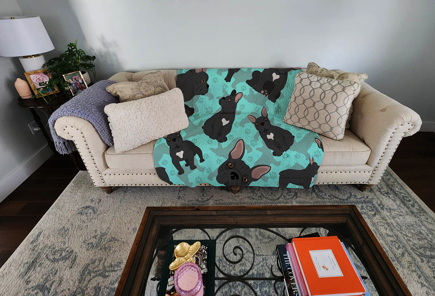 Black French Bulldog Quilted Blanket 50x60 - the-store.com