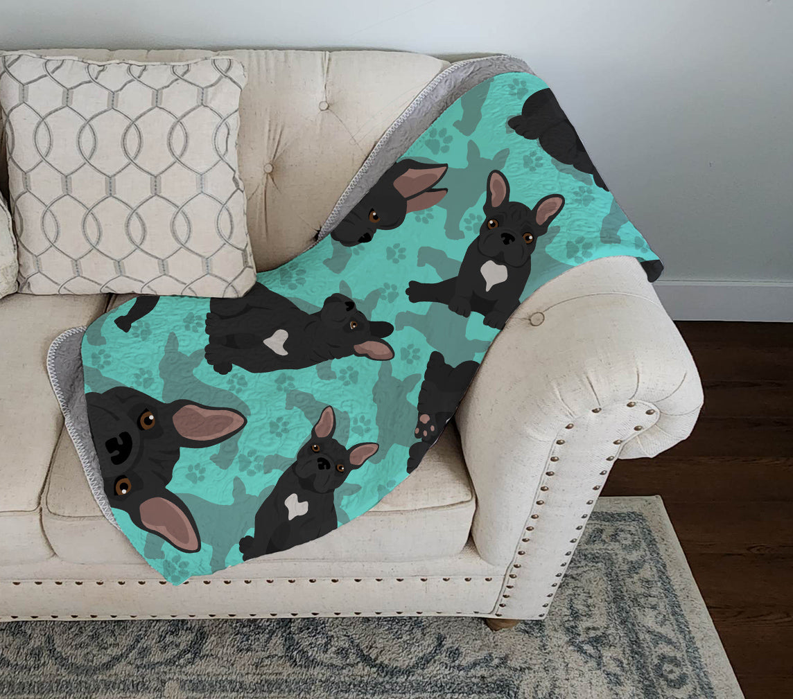 Black French Bulldog Quilted Blanket 50x60 - the-store.com