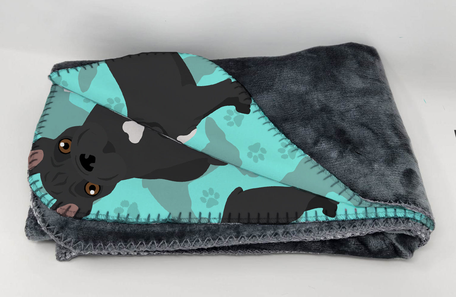 Black French Bulldog Soft Travel Blanket with Bag - the-store.com