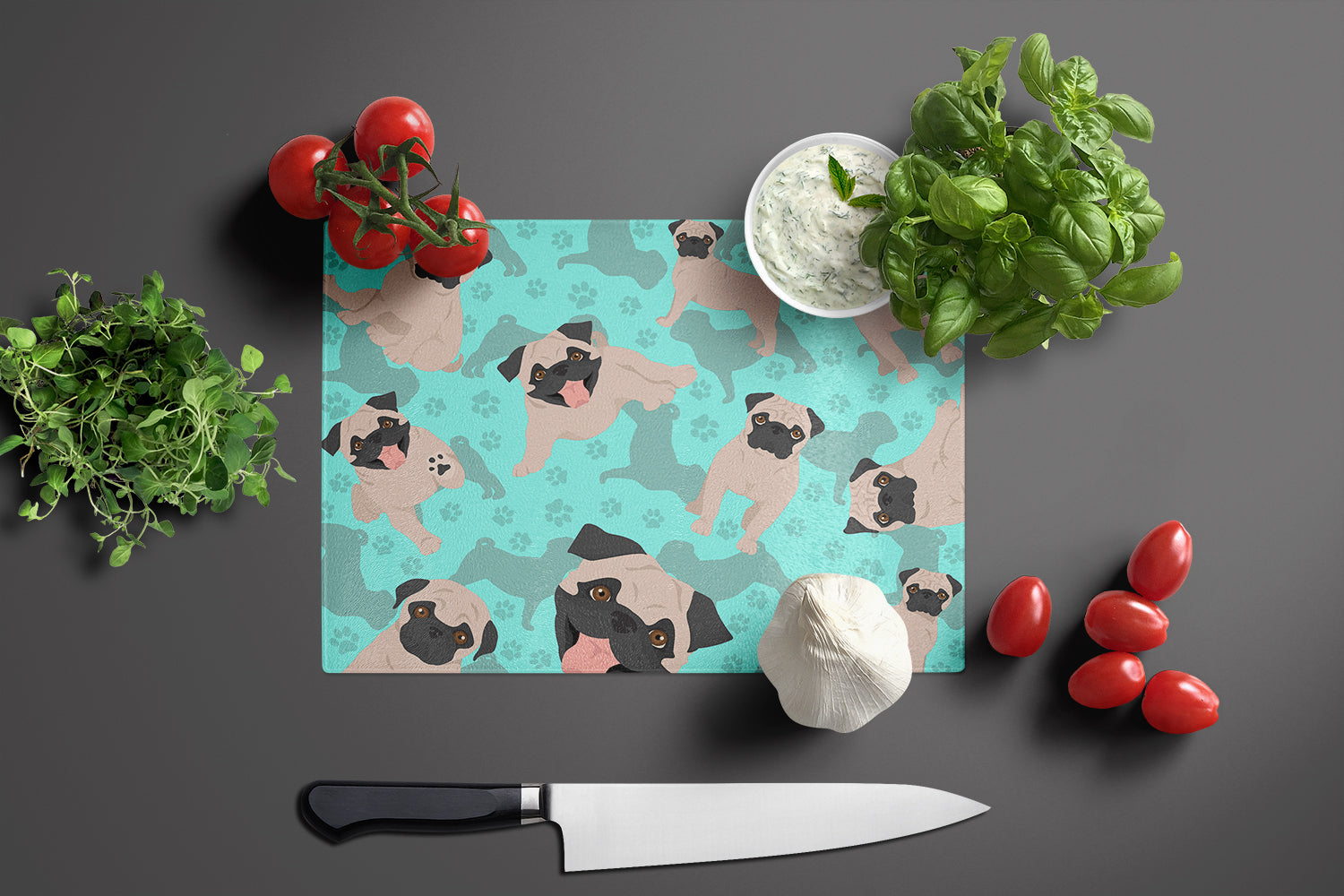 Fawn Pug Glass Cutting Board Large - the-store.com