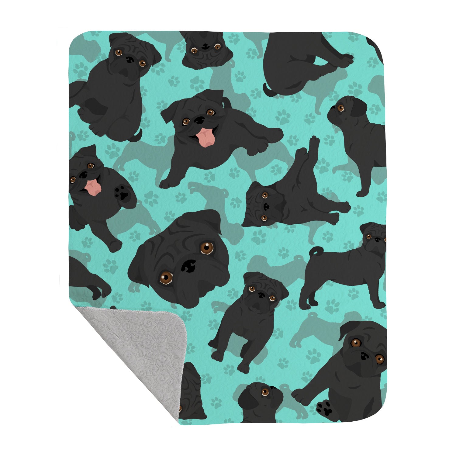 Buy this Black Pug Quilted Blanket 50x60