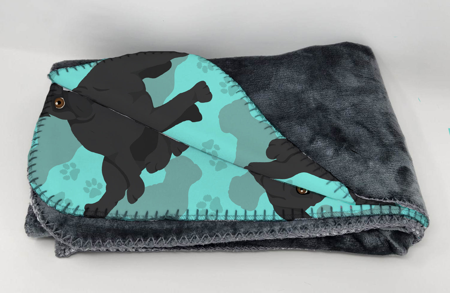 Black Pug Soft Travel Blanket with Bag - the-store.com