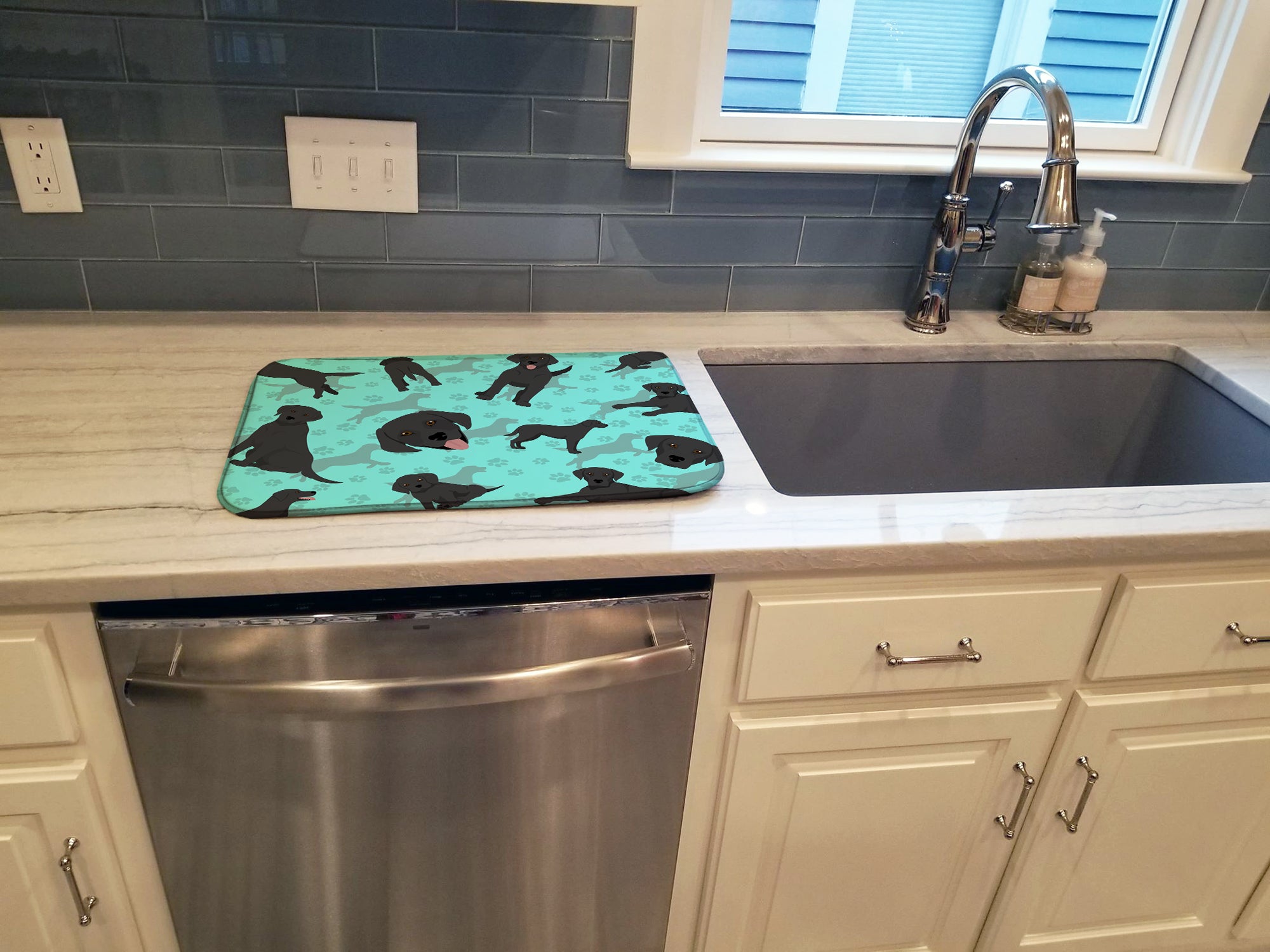 Black Labrador Retriever Dish Drying Mat
