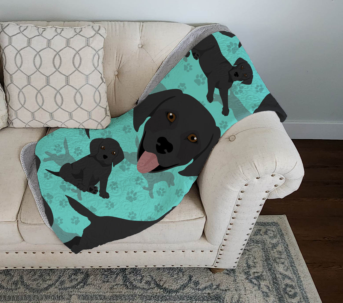 Black Labrador Retriever Quilted Blanket 50x60 - the-store.com