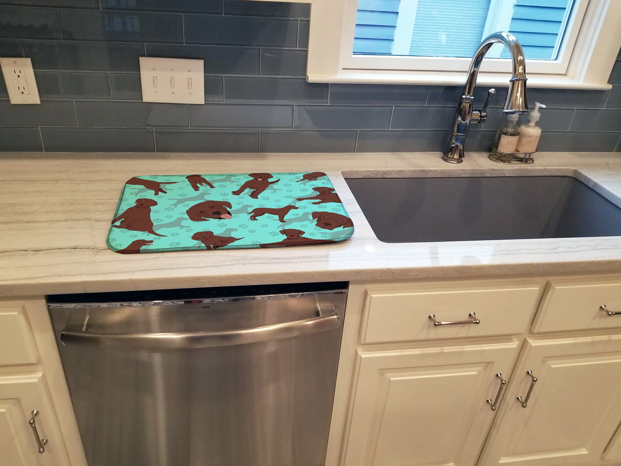 Chocolate Labrador Retriever Dish Drying Mat