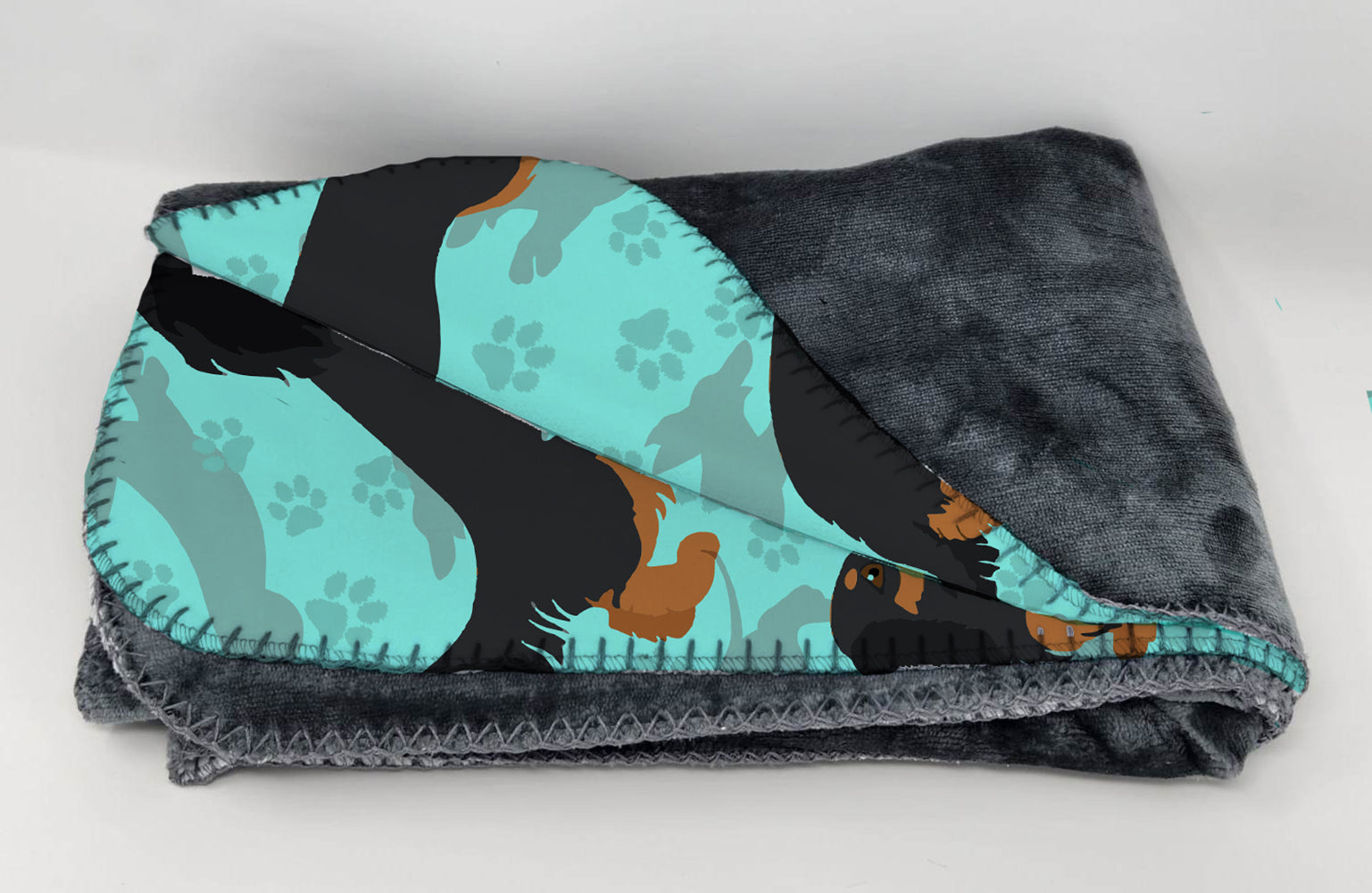 Longhaired Black Tan Dachshund Soft Travel Blanket with Bag - the-store.com