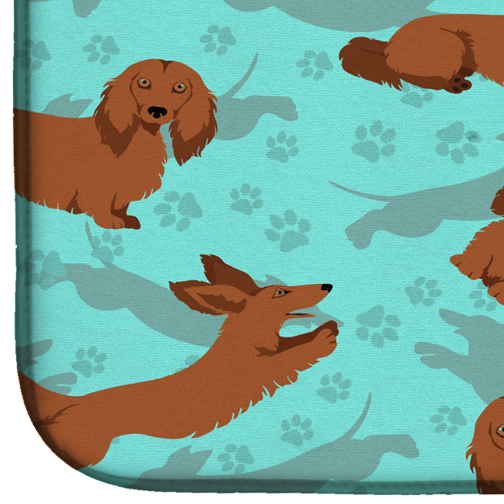 Longhaired Red Dachshund Dish Drying Mat  the-store.com.
