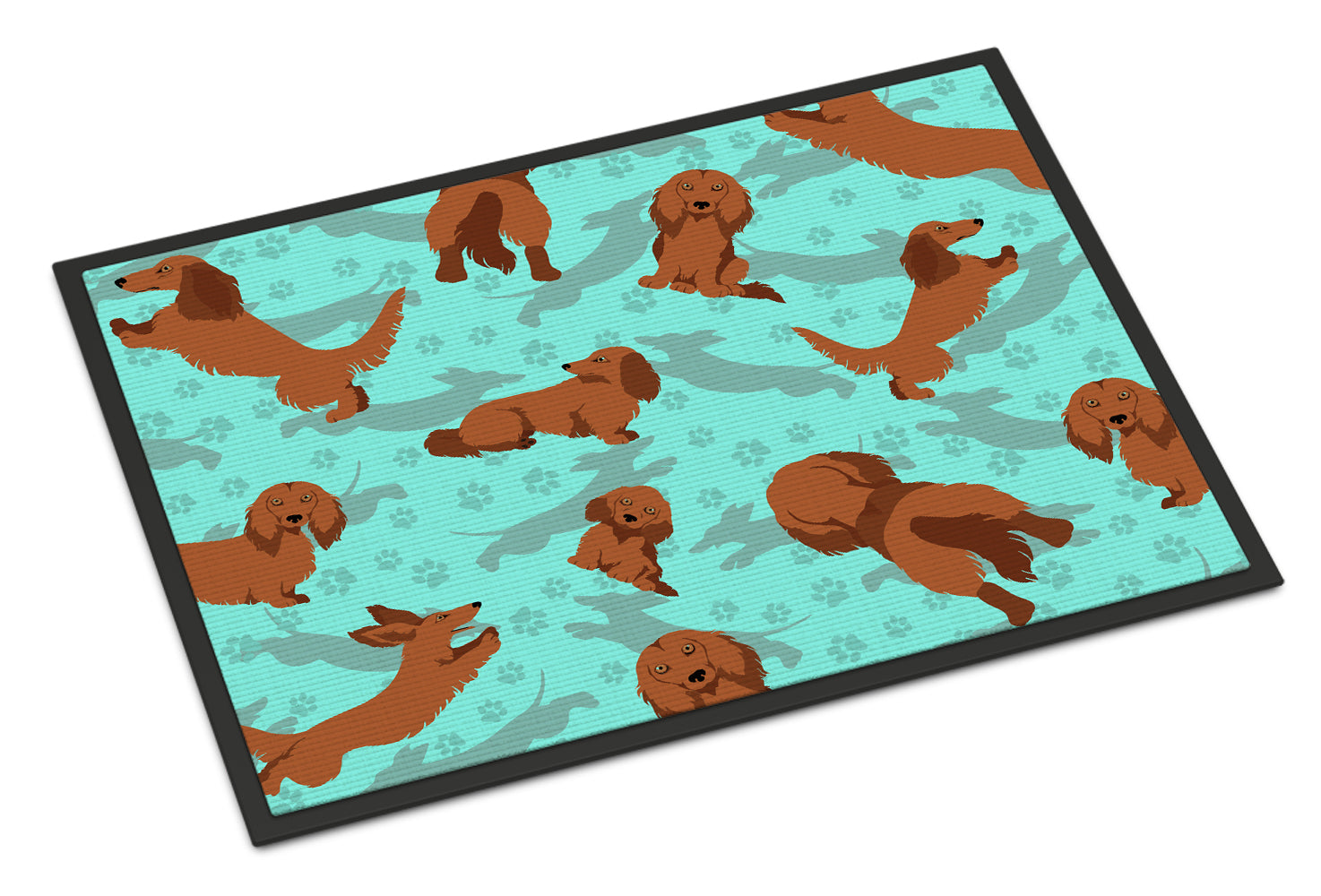 Buy this Longhaired Red Dachshund Indoor or Outdoor Mat 24x36