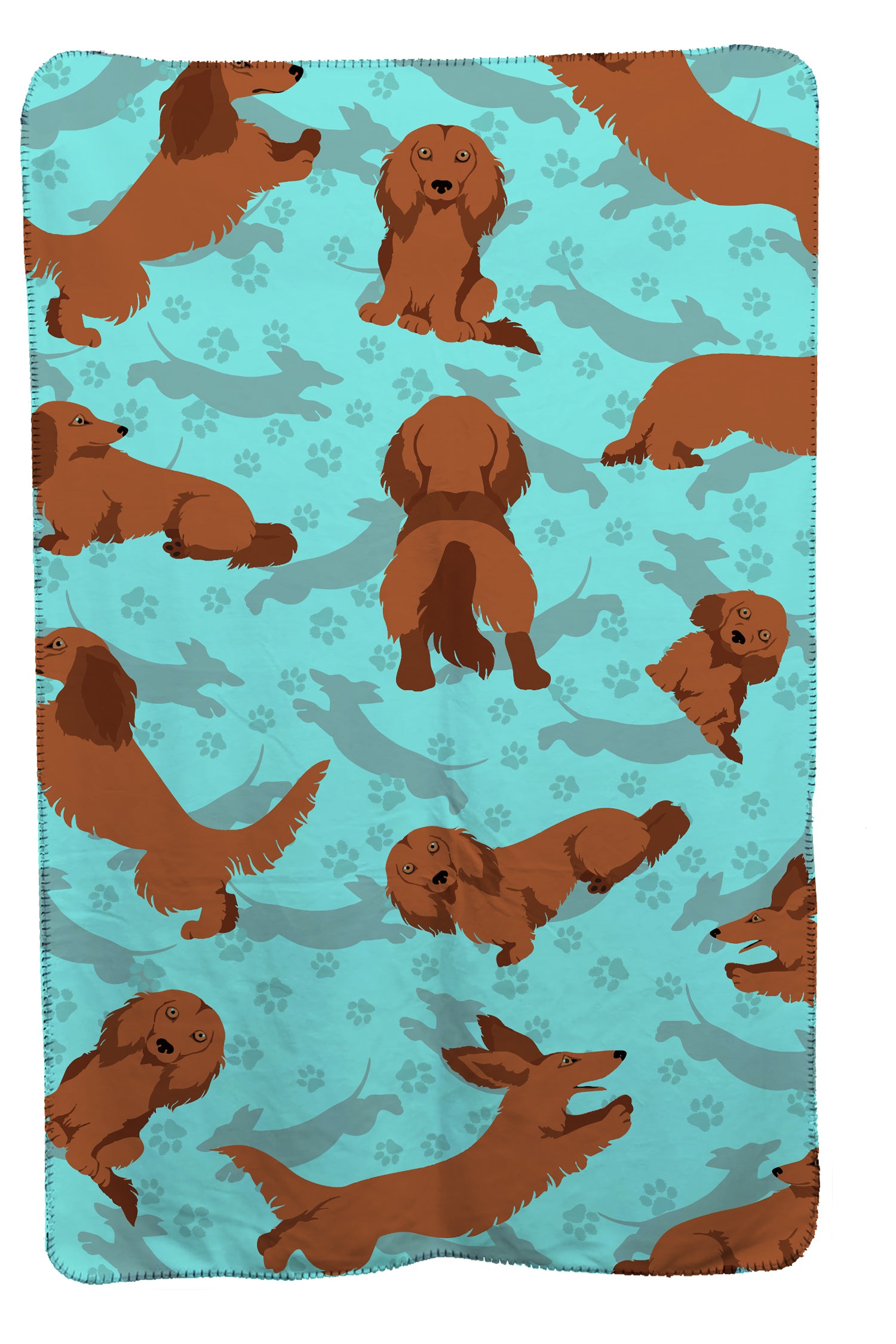 Buy this Longhaired Red Dachshund Soft Travel Blanket with Bag