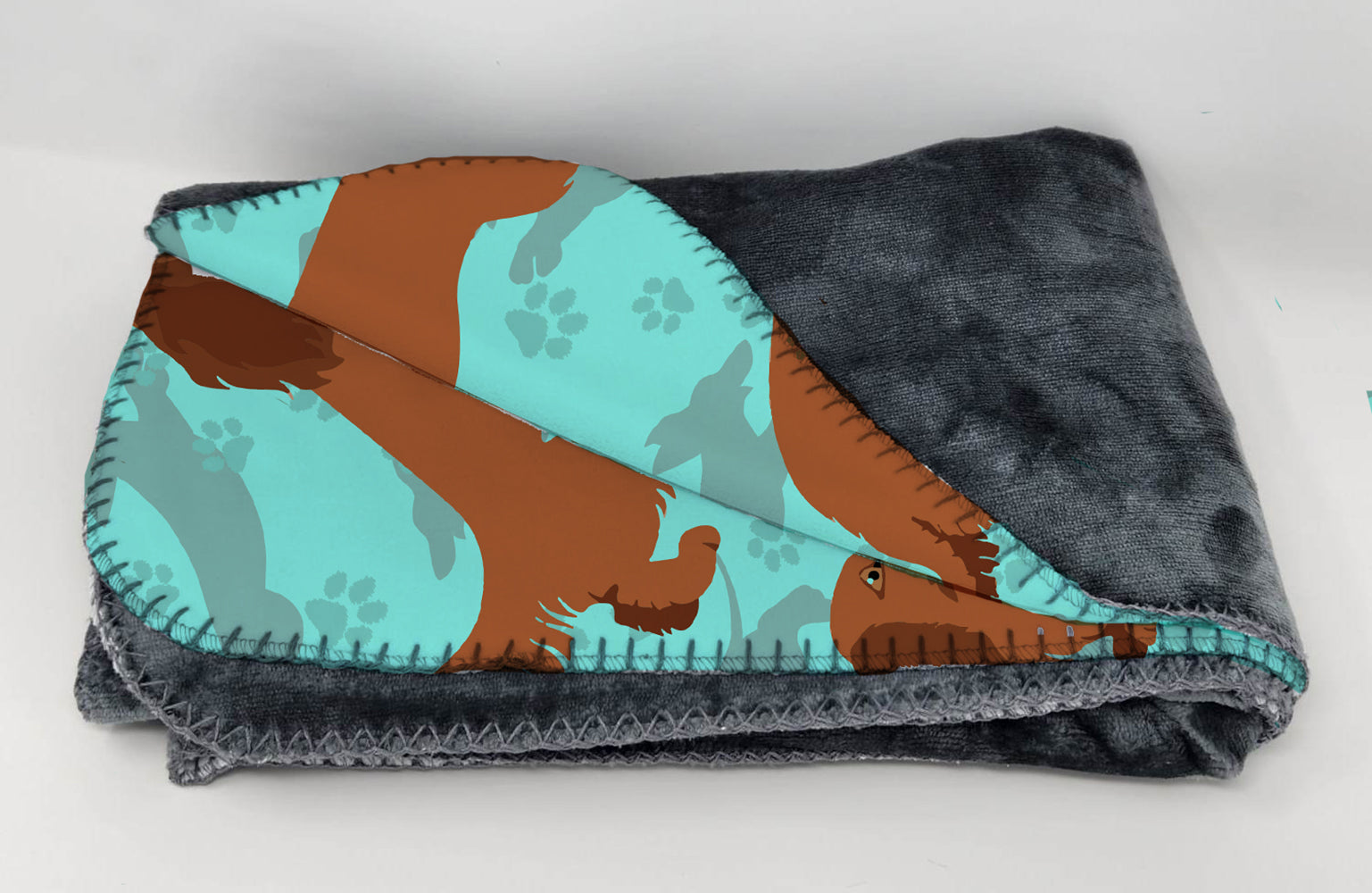Longhaired Red Dachshund Soft Travel Blanket with Bag - the-store.com