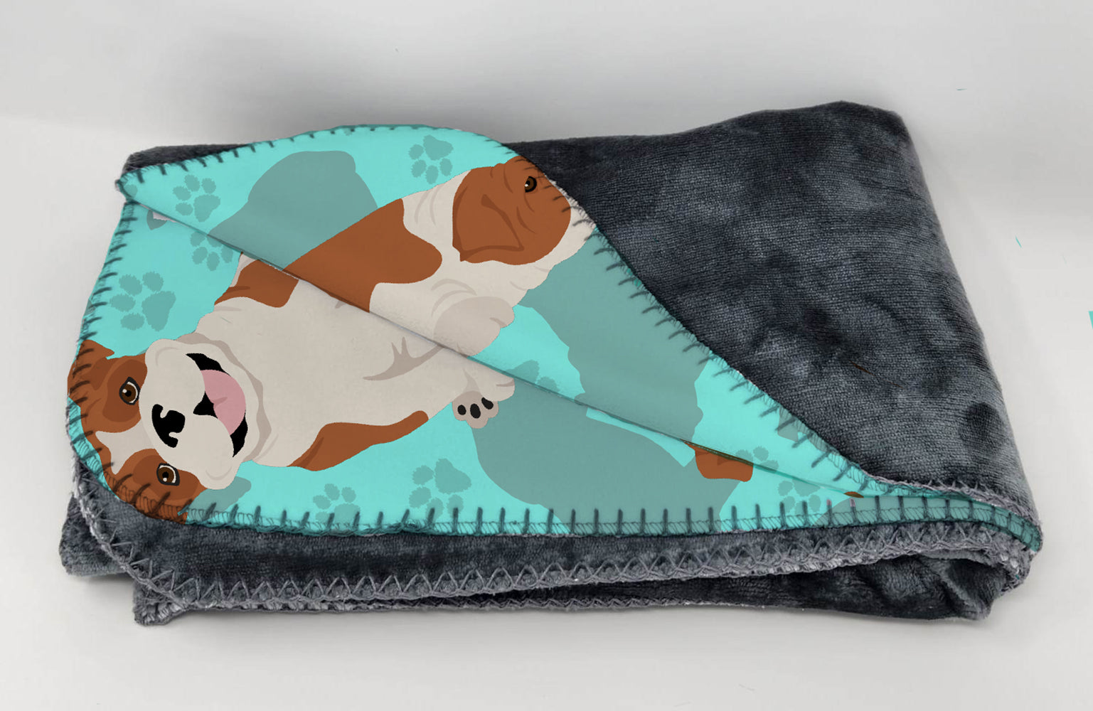 Red and White English Bulldog Soft Travel Blanket with Bag - the-store.com