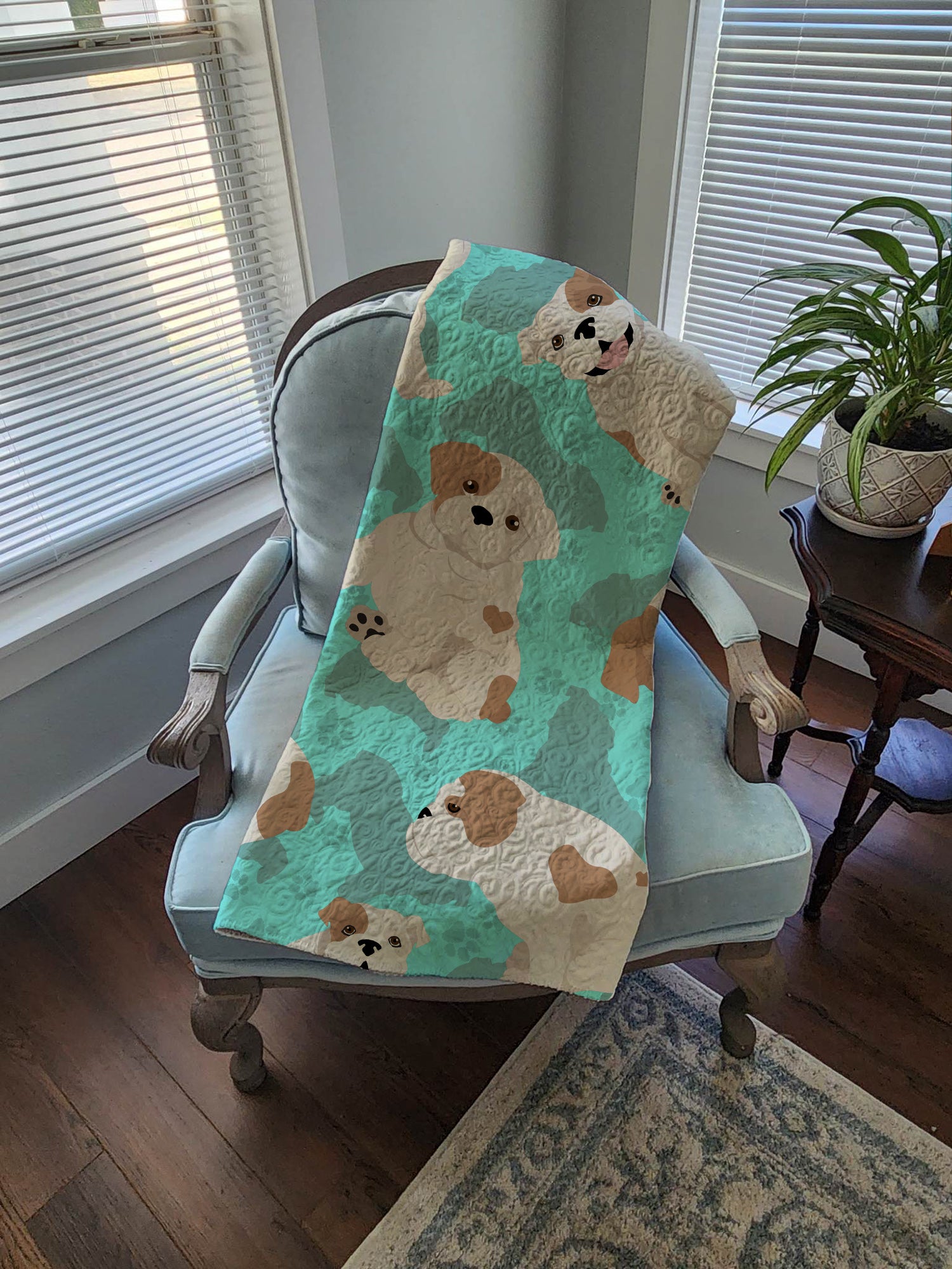 Piebald English Bulldog Quilted Blanket 50x60 - the-store.com