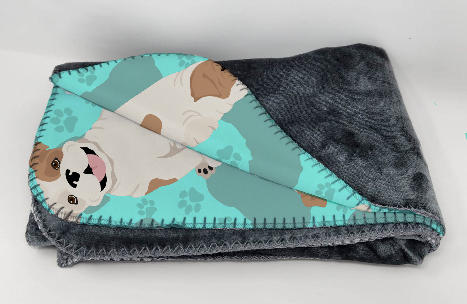 Piebald English Bulldog Soft Travel Blanket with Bag - the-store.com
