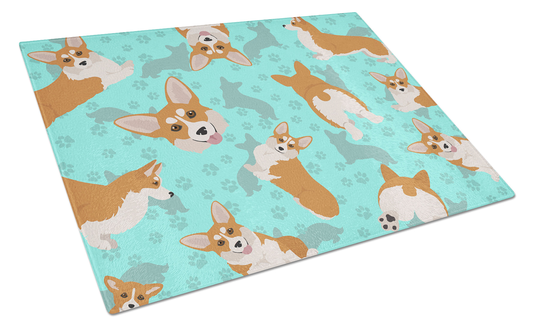 Buy this Red and White Pembroke Corgi Glass Cutting Board Large