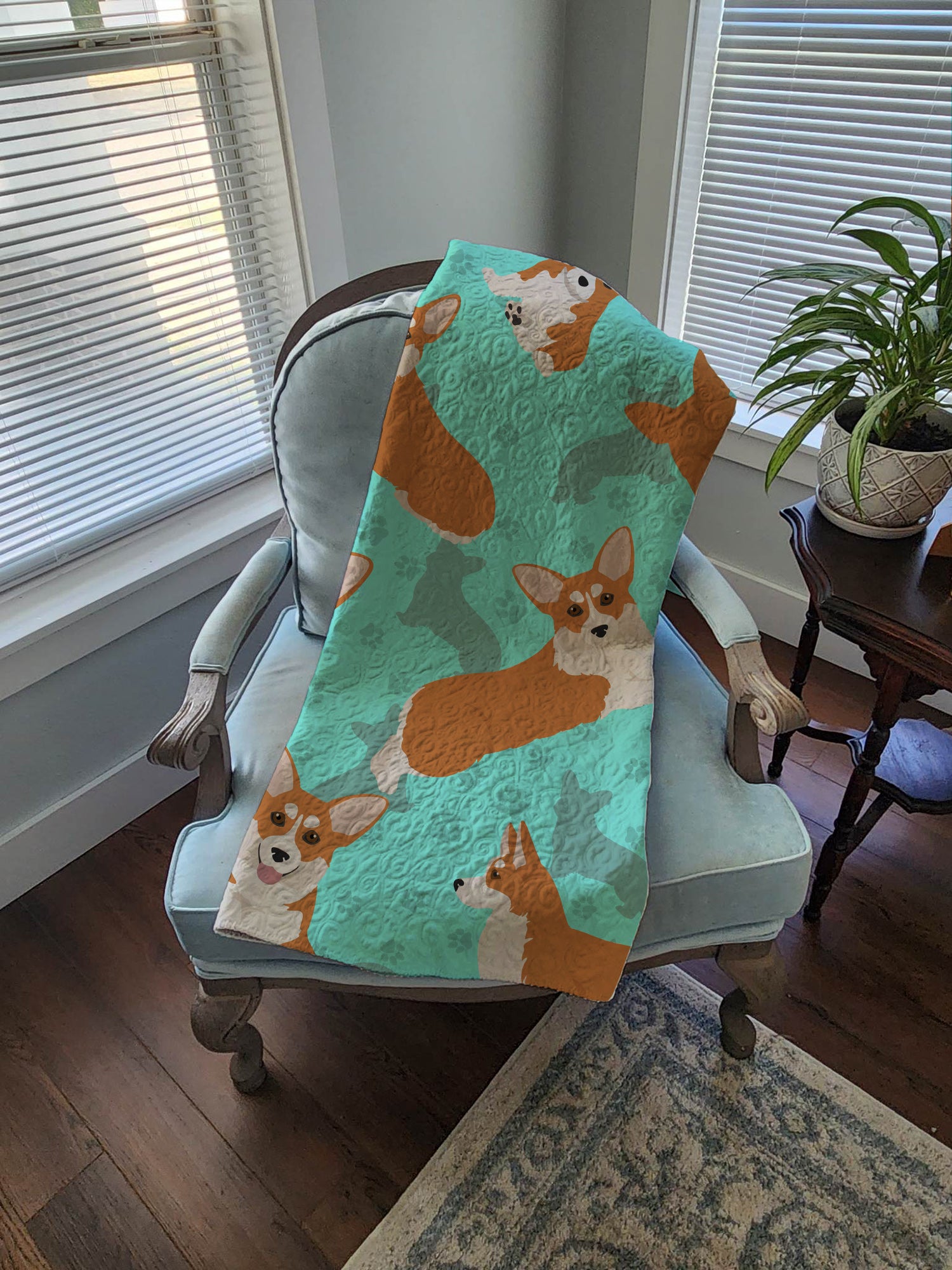 Red and White Pembroke Corgi Quilted Blanket 50x60 - the-store.com