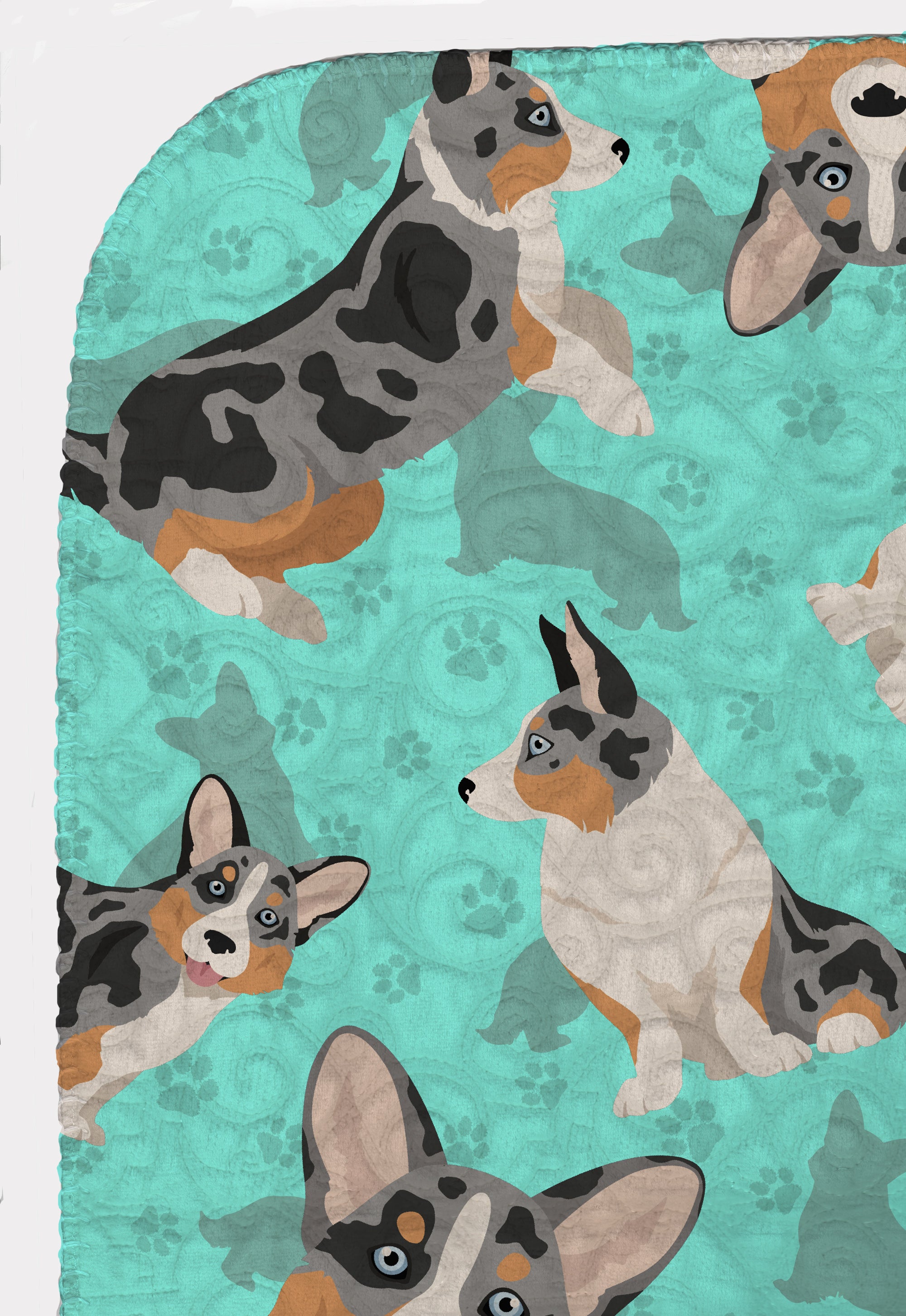 Blue Merle Welsh Cardigan Corgi Quilted Blanket 50x60 - the-store.com
