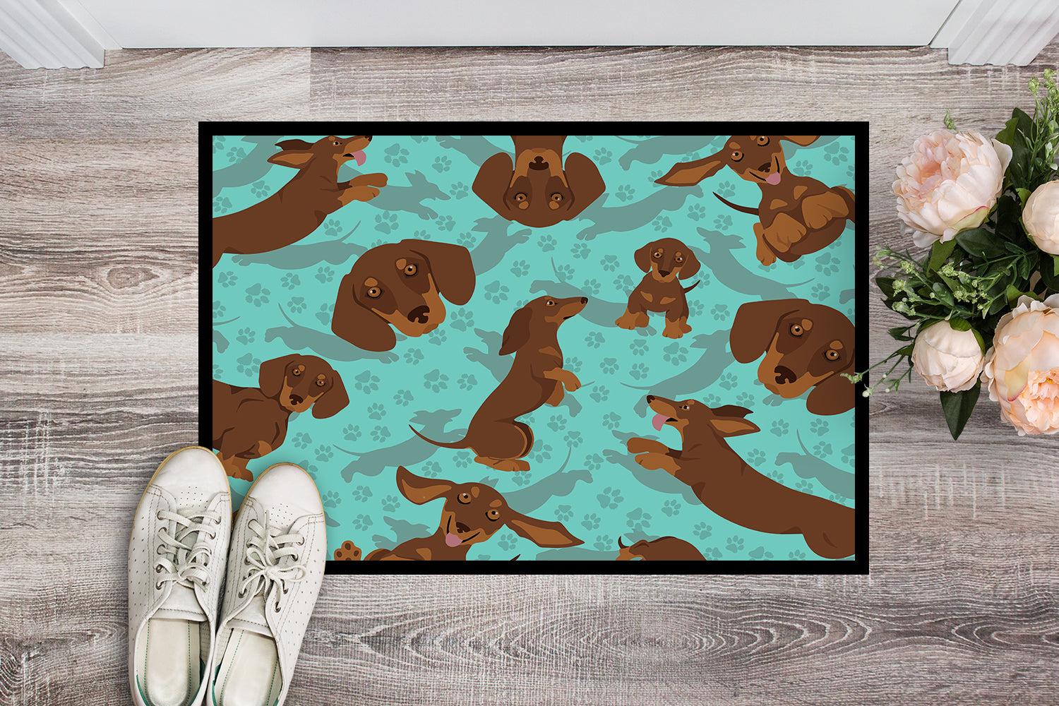 Chocolate and Tan Dachshund Indoor or Outdoor Mat 24x36 - the-store.com