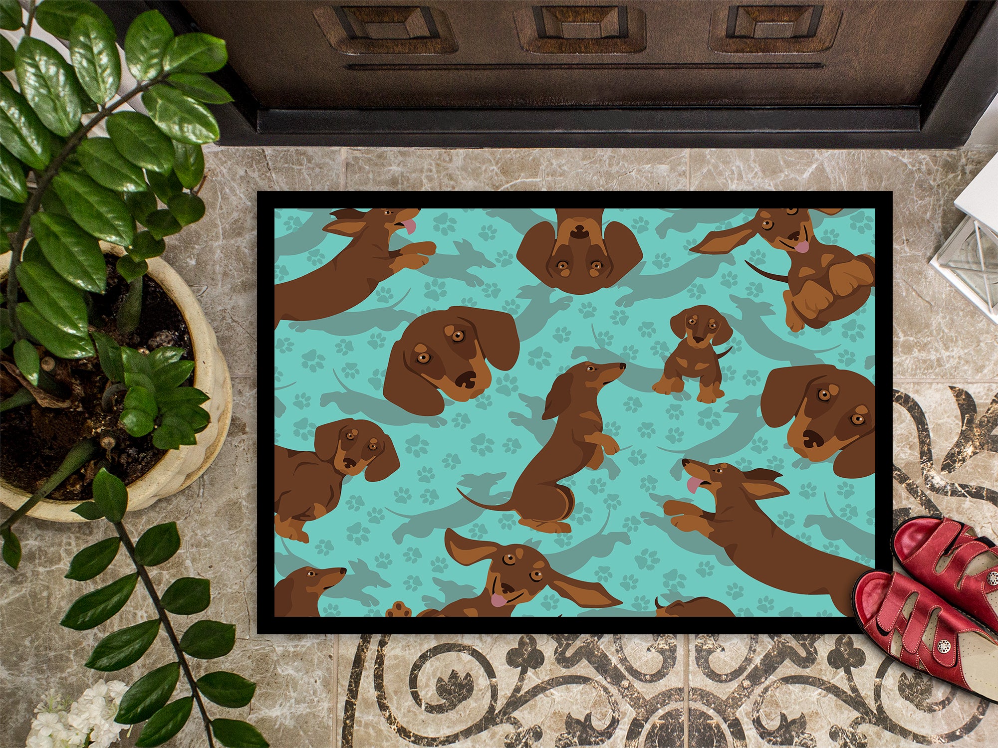 Chocolate and Tan Dachshund Indoor or Outdoor Mat 24x36 - the-store.com