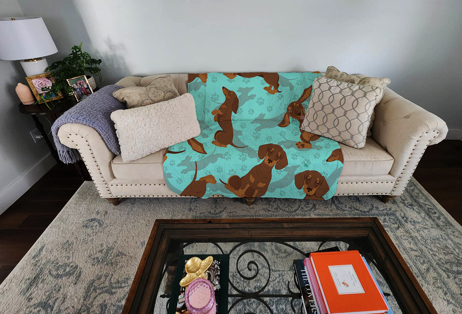Chocolate and Tan Dachshund Quilted Blanket 50x60 - the-store.com