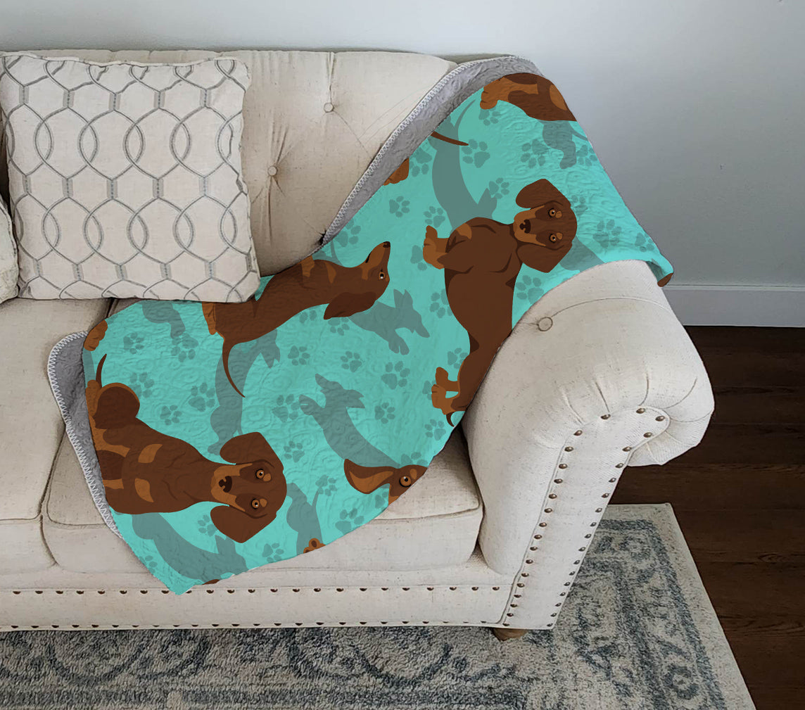 Chocolate and Tan Dachshund Quilted Blanket 50x60 - the-store.com