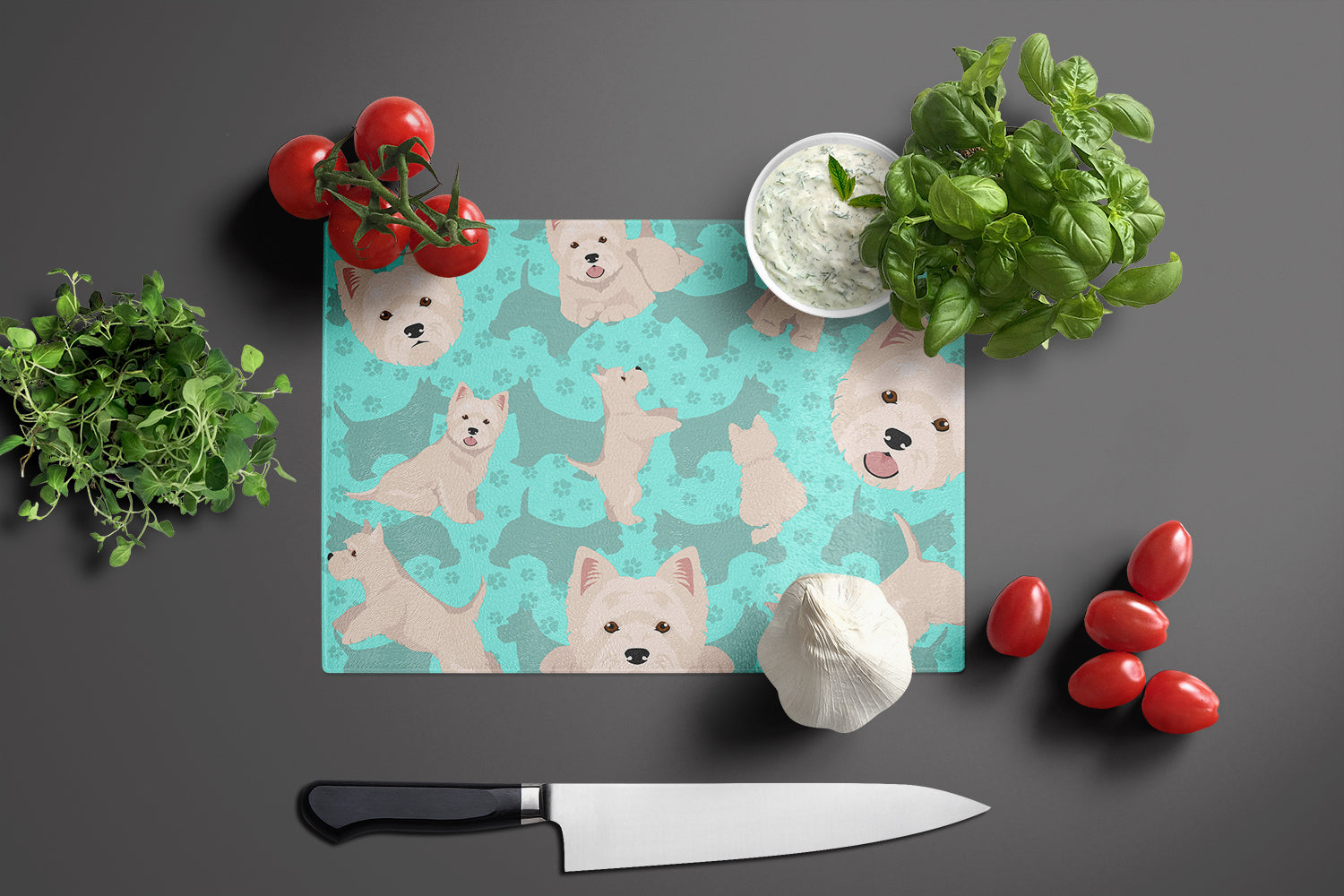 Westie Glass Cutting Board Large - the-store.com
