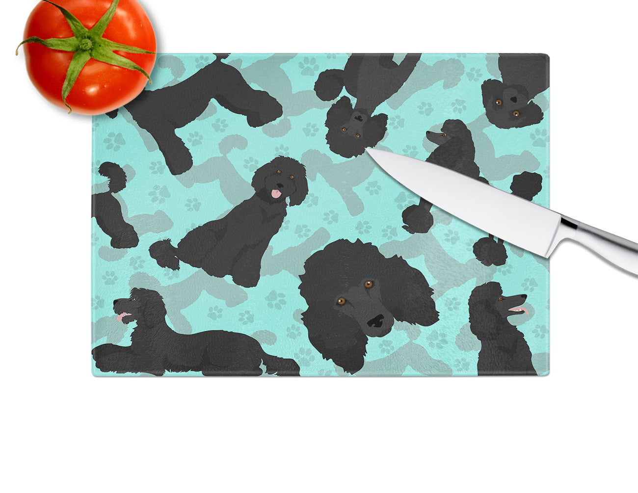 Black Standard Poodle Glass Cutting Board Large - the-store.com