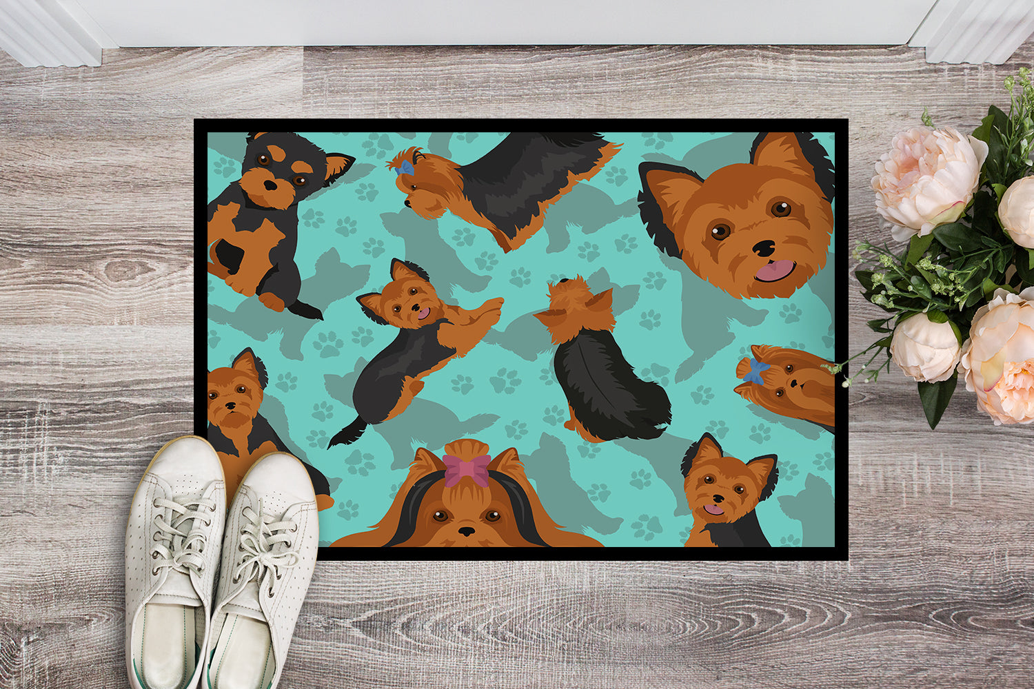 Black and Tan Yorkie Indoor or Outdoor Mat 24x36 - the-store.com