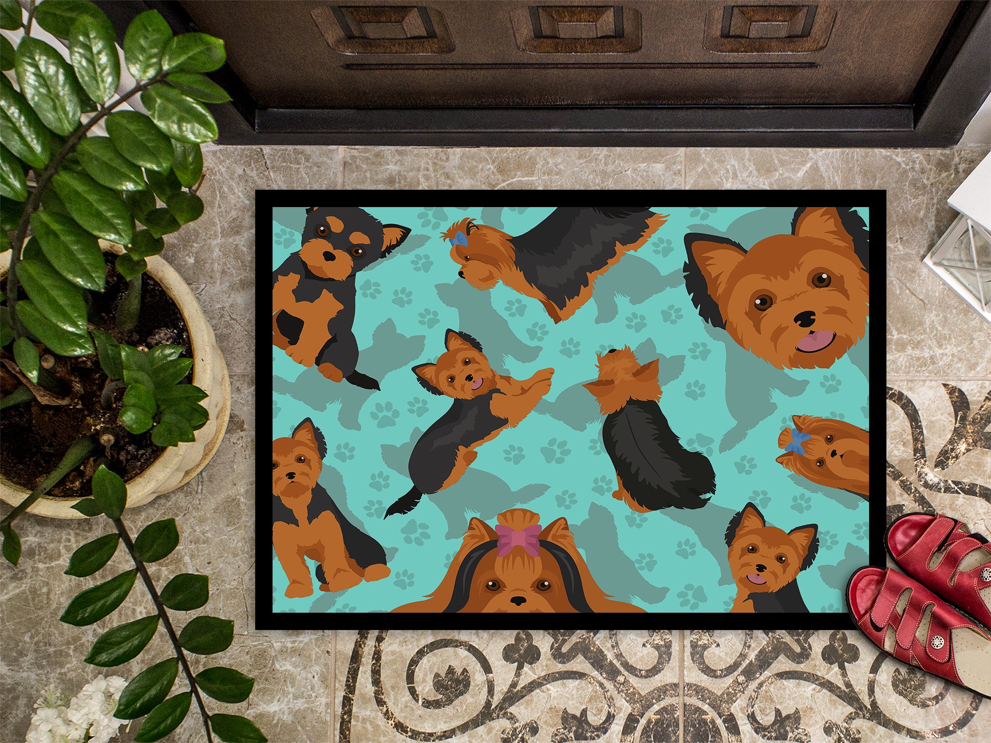 Black and Tan Yorkie Indoor or Outdoor Mat 24x36 - the-store.com