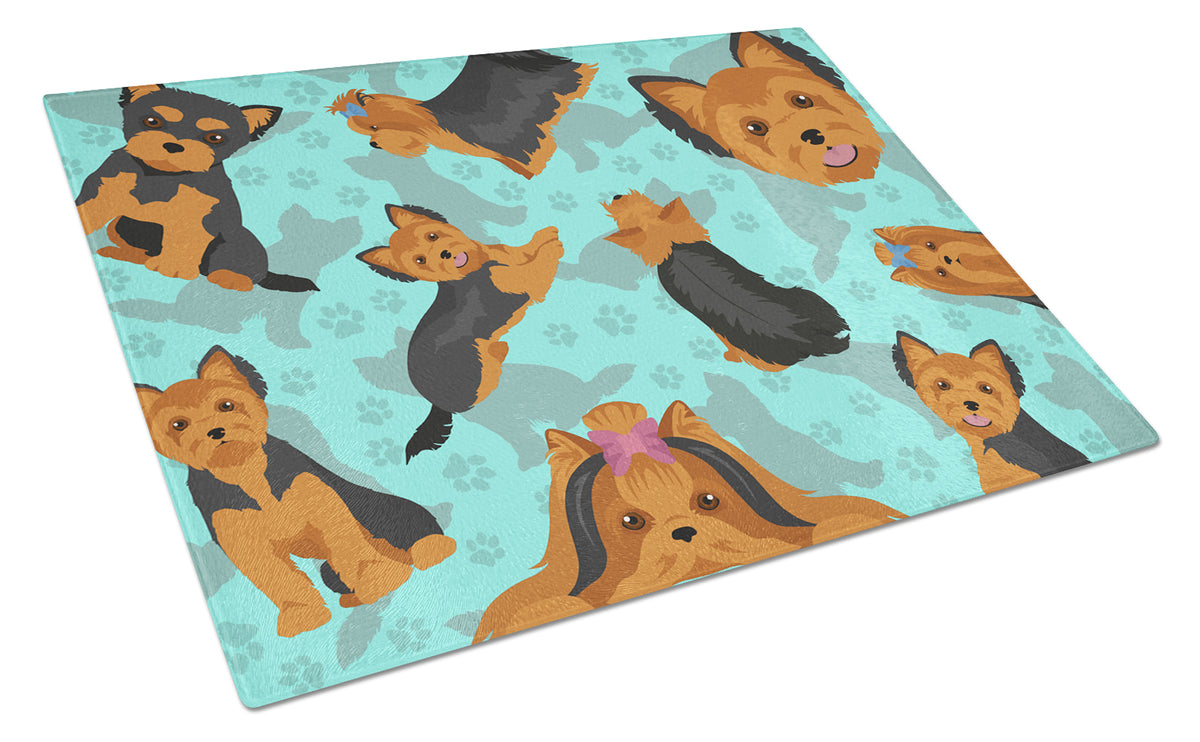 Buy this Black and Tan Yorkie Glass Cutting Board Large