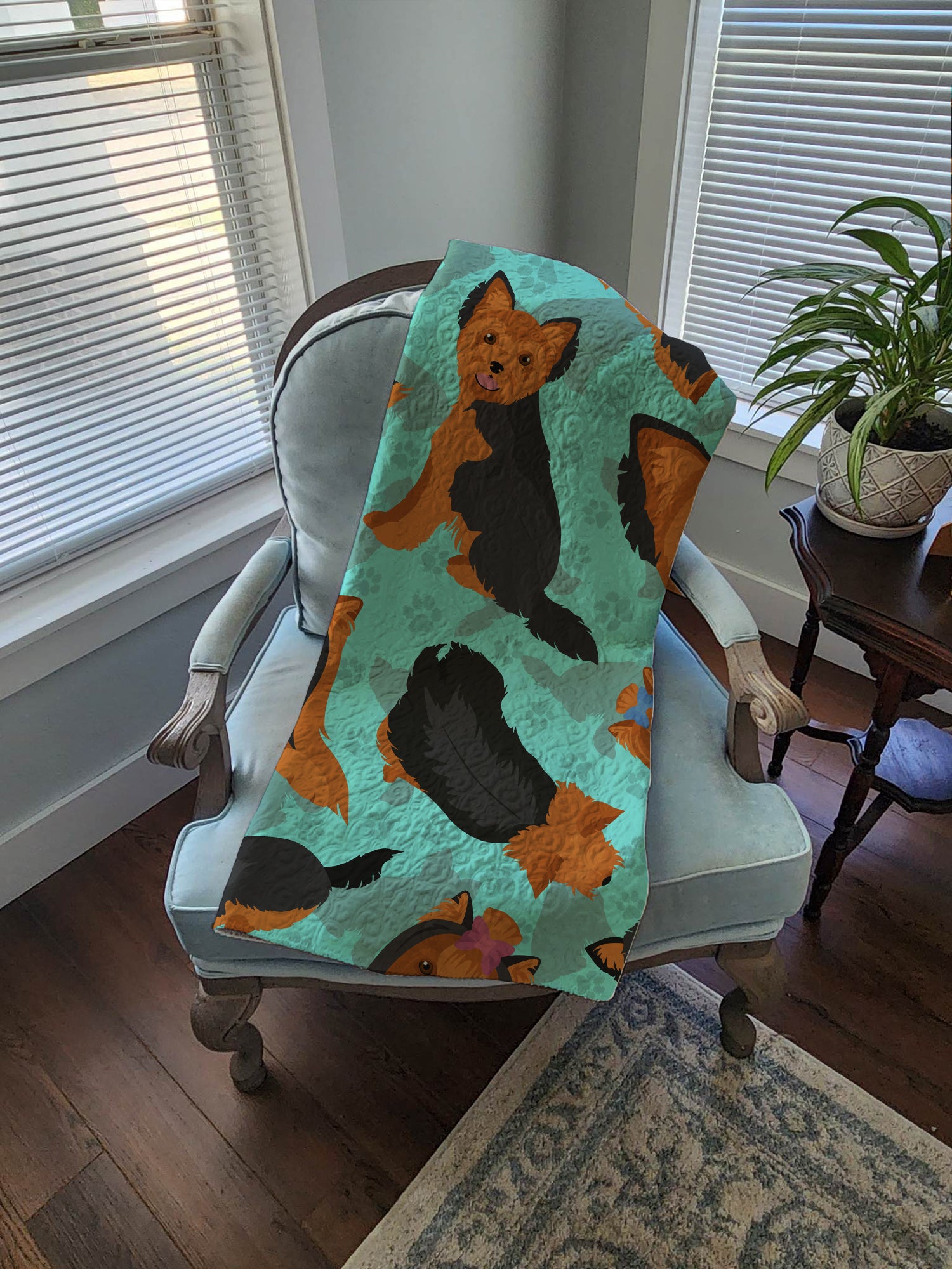 Black and Tan Yorkie Quilted Blanket 50x60 - the-store.com